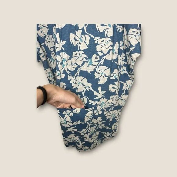 Natural by Known Supply Womens Hawaiian Swim Long Cover up Teal Floral Pocket XS - Picture 3 of 6